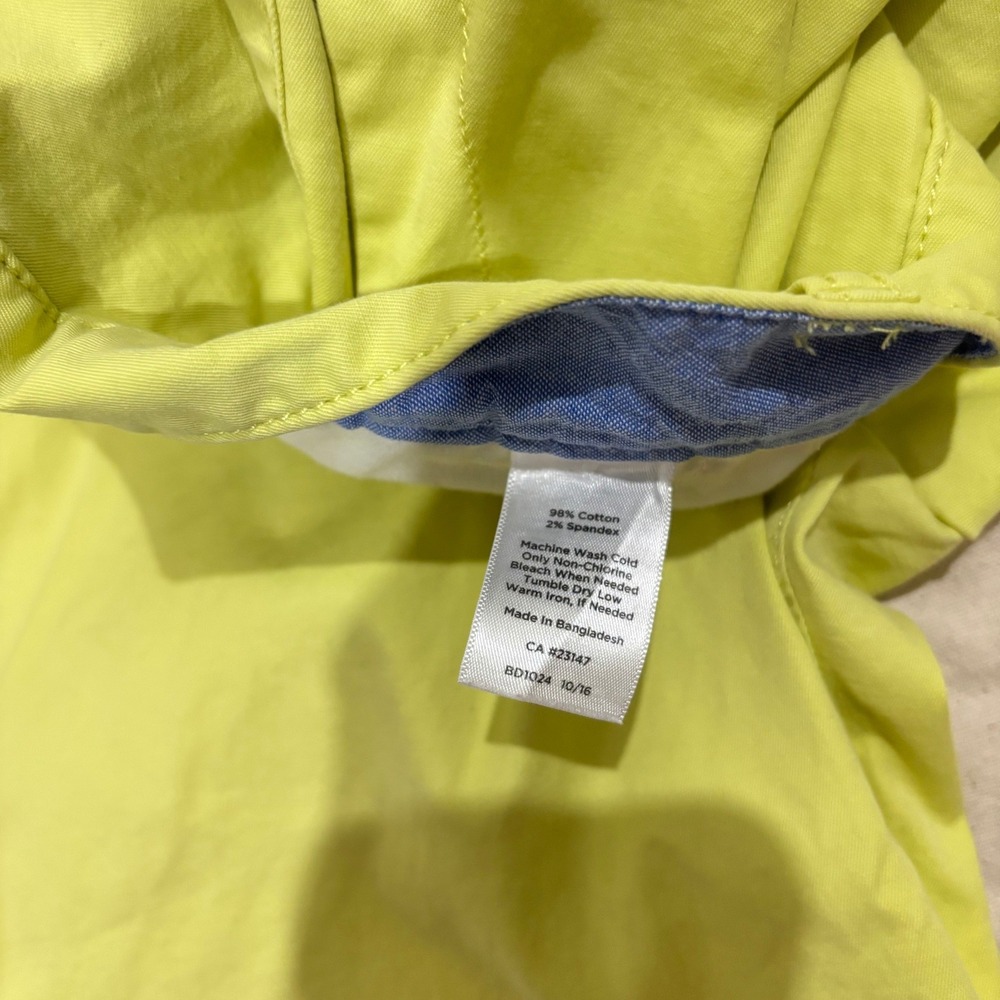 Talbots The Weekend Chino Shorts Neon Yellow Chartreuse Size 10 BD1024 - Picture 4 of 8